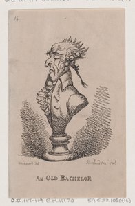 Vanha poikamies, 1808, 1808. tekijältä Thomas Rowlandson