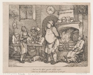 Ja nyt hänen katseensa kohosi kohti kattoa... tekijältä Thomas Rowlandson