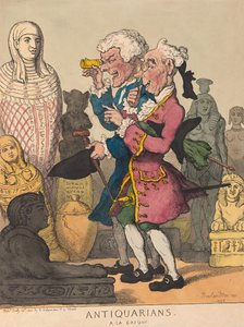 Antiquarians a la Grecque, pubi. 1805 (käsinvärinen kaiverrus) tekijältä Thomas Rowlandson