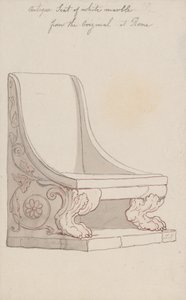 Antiikkinen valkoisesta marmorista valmistettu istuin, alkuperäisen Rooman mallin mukaan tekijältä Thomas Rowlandson