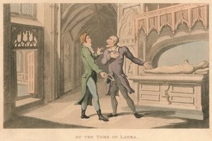 Lauran haudalla, 1821 tekijältä Thomas Rowlandson