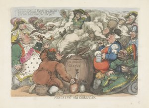 Korsikan kaasutus, 1813 Funcking the Corsican (otsikko esineessä) tekijältä Thomas Rowlandson