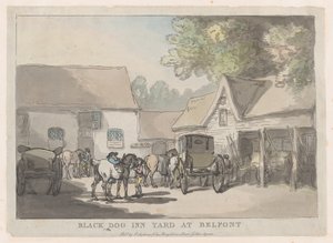 Black Dog Inn Yard Belfontissa, 1785-87, 1785-87. tekijältä Thomas Rowlandson