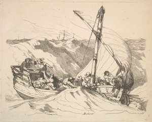 Vene myrskyssä merellä, 1784-88. tekijältä Thomas Rowlandson