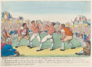 Nyrkkeilyottelu 200 Guinealle, Betwixt Dutch Sam ja Medley, taisteltiin 31. toukokuuta 1810,... 5. kesäkuuta 1810. tekijältä Thomas Rowlandson