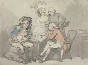 Shakkimatto, n. 1790 (akvarelli ja muste grafiitin päällä paperille) tekijältä Thomas Rowlandson
