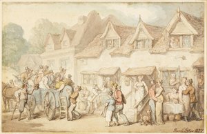 Valmentaja vaihtaa hevosia tekijältä Thomas Rowlandson