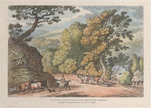 Mökki Router Mountainin juurella Cornwallissa tekijältä Thomas Rowlandson