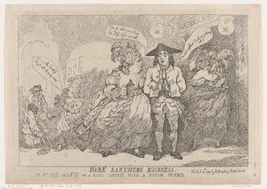 Dark Lantern Business eli rouva Hob ja Nob yökankaalla povella pe... 24. huhtikuuta 1784. tekijältä Thomas Rowlandson