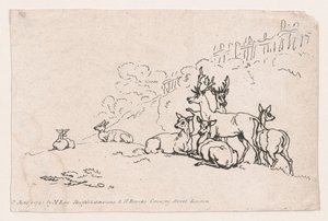 Peura levyltä 3, hahmojen, maisemien ja karjan ääriviivat...Le...n käyttöön, 1. kesäkuuta 1790. tekijältä Thomas Rowlandson