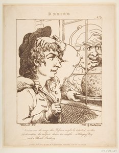 Desire Le Brun Travested eli Karikatyyreja Passioista, 20. tammikuuta 1800. tekijältä Thomas Rowlandson