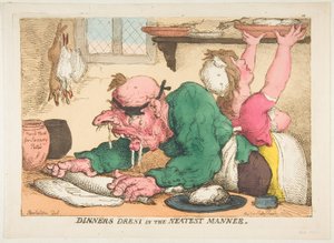 Dinners Drest in Neatest Manner, lokakuu 1811. tekijältä Thomas Rowlandson
