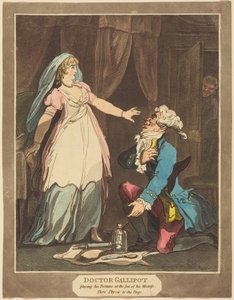 Tohtori Gallipot laskee onnensa rakastajattarensa jalkoihin tekijältä Thomas Rowlandson