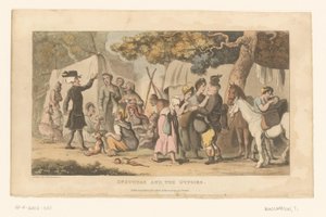 Tohtori Syntax romanileirillä tekijältä Thomas Rowlandson