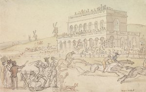 Tohtori Syntax menettää rahansa Yorkin raviradalla tekijältä Thomas Rowlandson