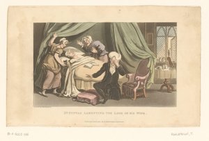 Tohtori Syntax suree kuollutta vaimoaan tekijältä Thomas Rowlandson