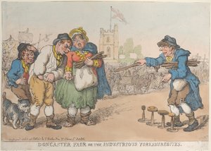 Doncaster Fair tai Ahkerat Yorkshirebitit, 1808-18, 1808-18. tekijältä Thomas Rowlandson