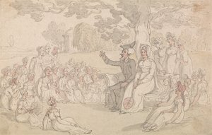 Tohtori Syntax vierailee nuorten naisten sisäoppilaitoksessa tekijältä Thomas Rowlandson