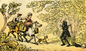 "Th. syntaksi valtatiemiesten sidottu puuhun" tekijältä Thomas Rowlandson