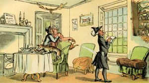 "Tohtori syntaksi kopioi ikkunan älyä" tekijältä Thomas Rowlandson