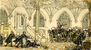 "Dr Syntax viihdytti yliopistossa" tekijältä Thomas Rowlandson