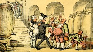 "Dr Syntax tehty vapaaksi kellarista" tekijältä Thomas Rowlandson
