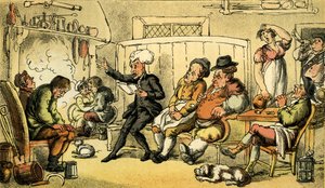 "Tohtori Syntax lukemassa kiertuettaan" tekijältä Thomas Rowlandson