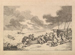 Matka Brighthelmstonesta Diepp[e]en (teoksesta Imitations of Modern Drawings) tekijältä Thomas Rowlandson