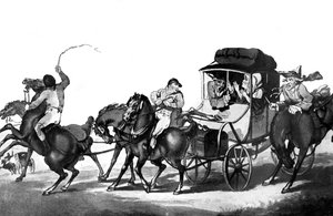 Englantilainen matkustaminen eli ensimmäinen vaihe Doverista, 1785. tekijältä Thomas Rowlandson