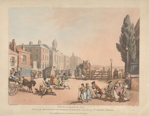 Tottenham Court Roadin maksullisen tien sisäänkäynti (nro 3) tekijältä Thomas Rowlandson