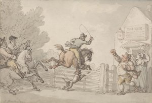 Tietullin kiertäminen, n. 1805-1810 (grafiitti, kynä, muste ja w/c paperilla) tekijältä Thomas Rowlandson