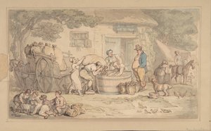 Maanviljelyskohtaus, 1780-1827. tekijältä Thomas Rowlandson