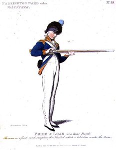 Farrington Ward in Volunteer, levy 55 julkaisusta "Loyal Volunteers of London and Environs" tekijältä Thomas Rowlandson