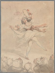 Nais tanssija tamburiinin kanssa tekijältä Thomas Rowlandson