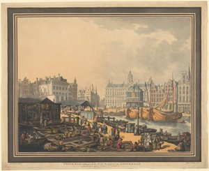 Feygen pato, jossa on osa Amsterdamin kalamarkkinoista tekijältä Thomas Rowlandson
