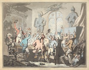 Kettujen metsästys [kuusiosainen sarja]:  6.  Illallinen tekijältä Thomas Rowlandson