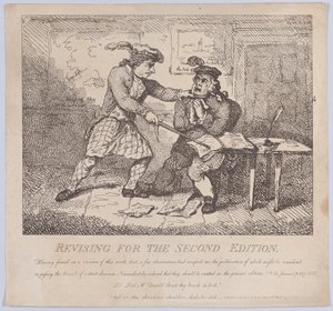 Frontispiece, Revising for the Second Edition Picturesque Beauties of Boswell, P..., 15. kesäkuuta 1786. tekijältä Thomas Rowlandson