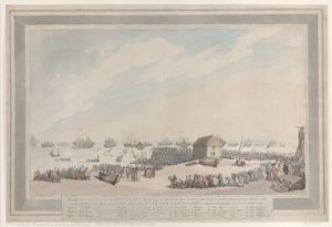 Amiraalit Lord Duncanin ja ... 22. lokakuuta 1797 Alankomaiden laivaston kunniakas tappio 10. lokakuuta 1797. tekijältä Thomas Rowlandson