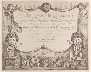 Grotesque Borders näytöille, biljardihuoneille, pukuhuoneille jne., 1799-1800., 1799-1800. tekijältä Thomas Rowlandson
