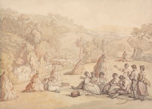 Colheitadeira descansando em um campo de milho tekijältä Thomas Rowlandson