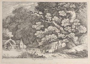 Hengar lähellä Camelfordia, Cornwall, Views in Cornwall, ca. 1812, n. 1812. tekijältä Thomas Rowlandson