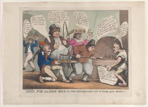 Hauskaa John Bullille eli republikaanien viimeiseen vaihtoon, marraskuu..., 12. marraskuuta 1798. tekijältä Thomas Rowlandson