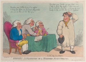 Hodgen selitys sadasta tuomarista, 1. maaliskuuta 1815, 1. maaliskuuta 1815. tekijältä Thomas Rowlandson