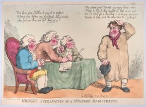 Hodgen selitys sadasta tuomarista, 1. maaliskuuta 1815, 1. maaliskuuta 1815. tekijältä Thomas Rowlandson