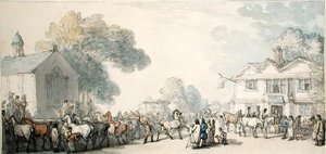 Horse Fair, Southampton (kynä ja muste ja akvarelli paperille) tekijältä Thomas Rowlandson