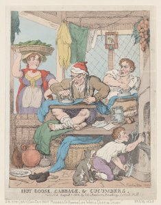 Kuuma hanhi, kaali ja kurkut, 1823, 1823. tekijältä Thomas Rowlandson
