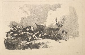 Koirat metsästämässä polttaria, 1784-88. tekijältä Thomas Rowlandson
