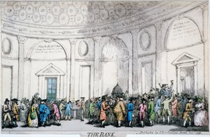Sisäkuva Bank of Englandista, City of London, 1792. tekijältä Thomas Rowlandson