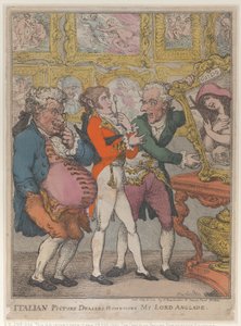Italian kuvakauppiaat hämmästelevät My Lord Anglaisea, 30. toukokuuta 1812, 30. toukokuuta 1812. tekijältä Thomas Rowlandson