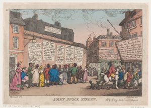 Joint Stock Street, 10. maaliskuuta 1808, 10. maaliskuuta 1808. tekijältä Thomas Rowlandson